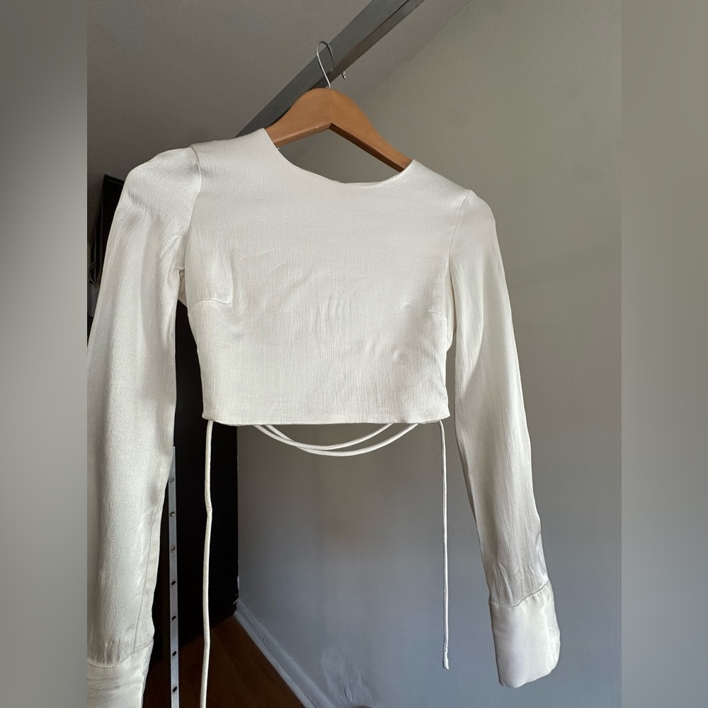 Zara White Crop Top Open Back